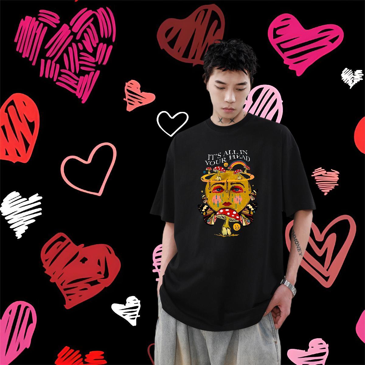 Fashion New Men Tops Tees 230g Cotton Anime Printing Street rainbow O Neck Short Sleeves Men T Shirts Cool Design Custom Print Plus Size Tshirts