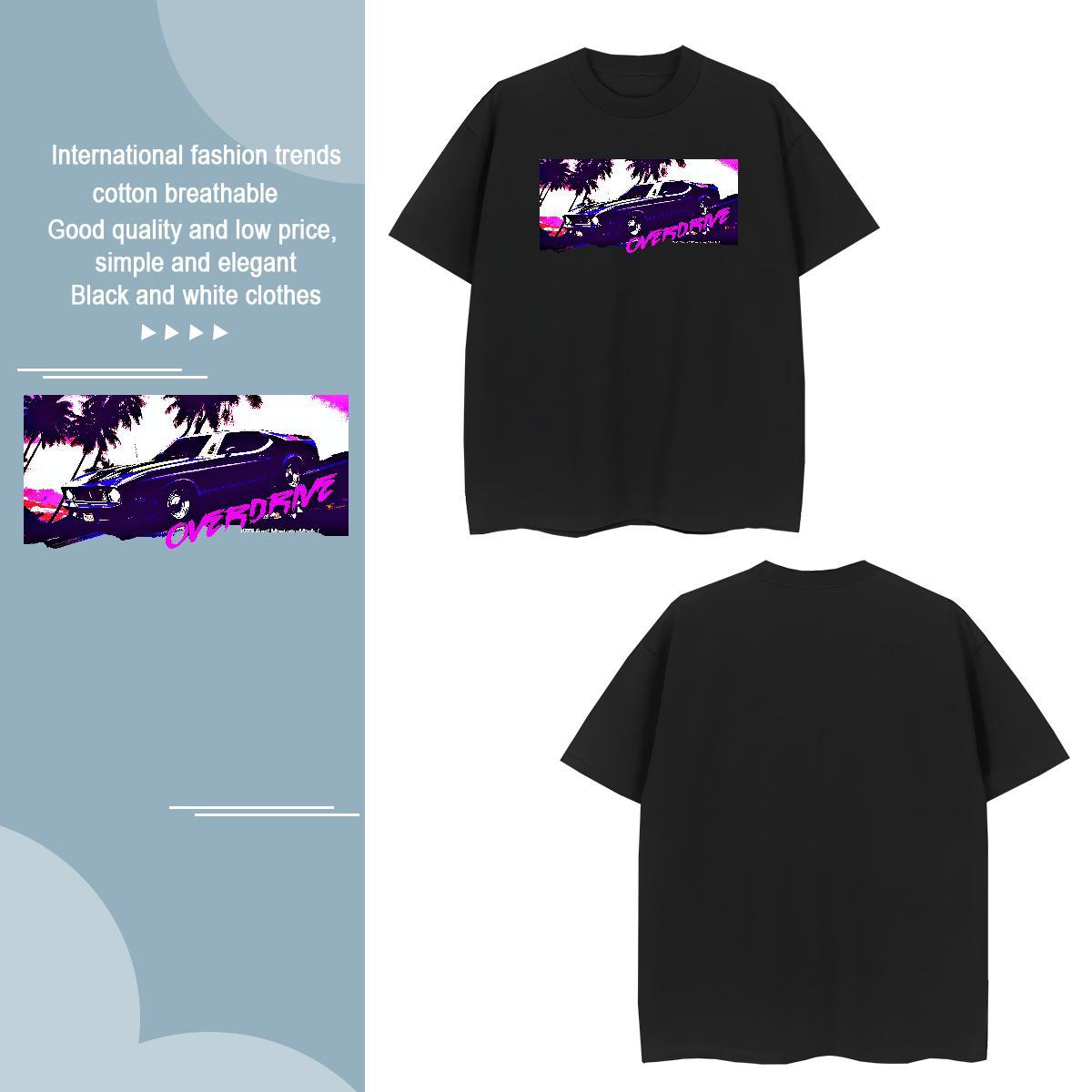 Loose Fit car T Shirts Men Sport Men Tees 230g 100% Cotton DIY Breathable Short Sleeve Cartoon Printing L-4XL Tees Shirts