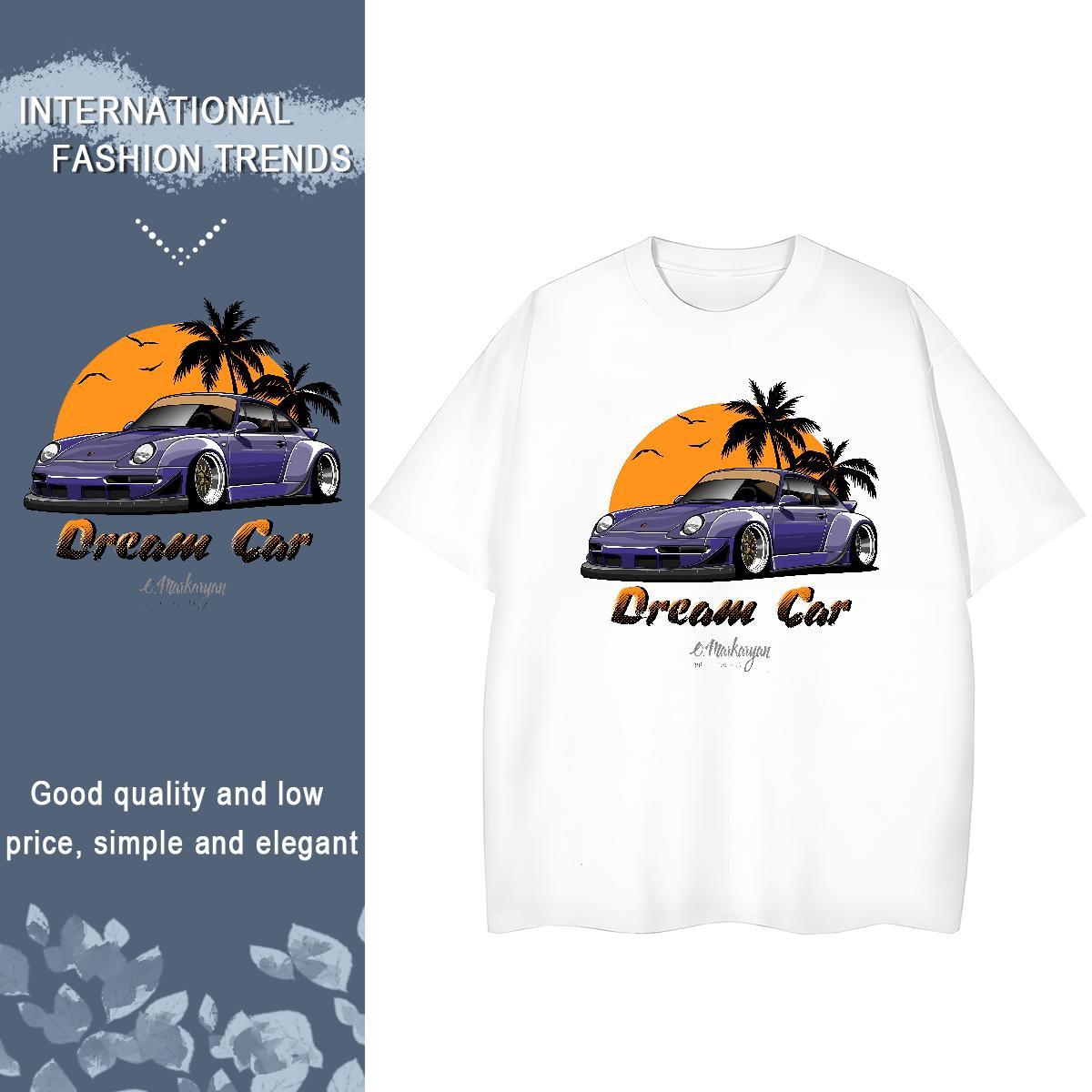 2024 Designer T Shirts Women 230g Cotton O-Neck Short Sleeve Sport car Lady T shirt Soft Black White Tee Shirt