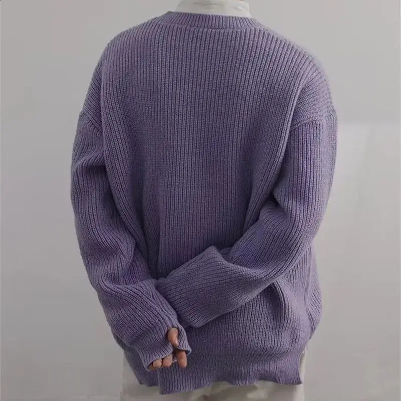 Black Icon Solid Color Casual Mens Sweater 240821