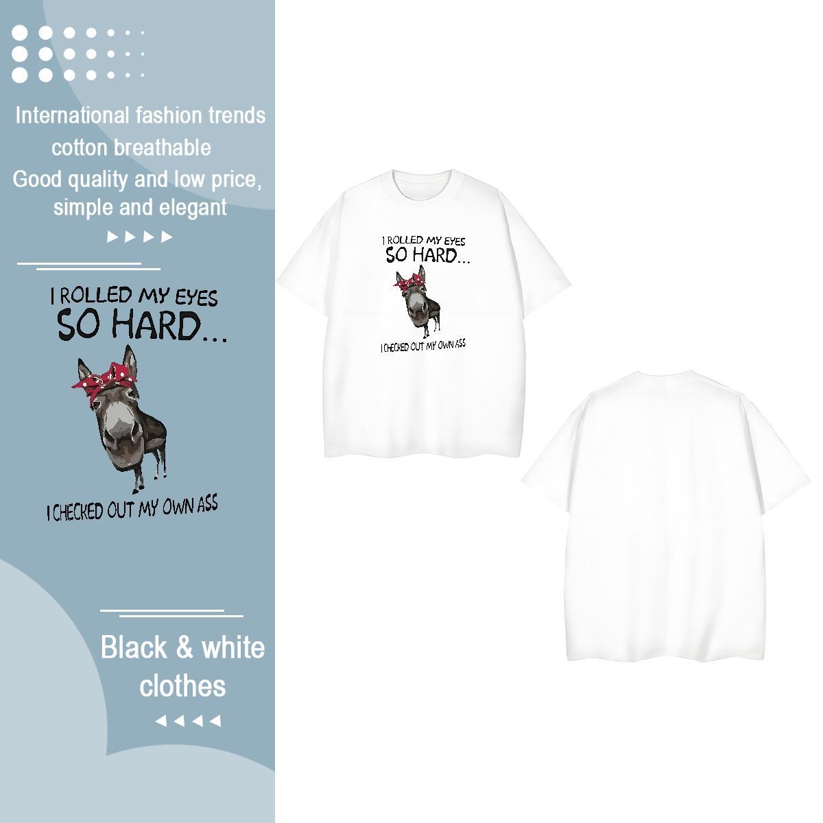 Fashion Casual Womens T Shirts Breathable Soft 100% Cotton 230g Womens Tshirts Skull horse Hip Hop Loose fit Tops