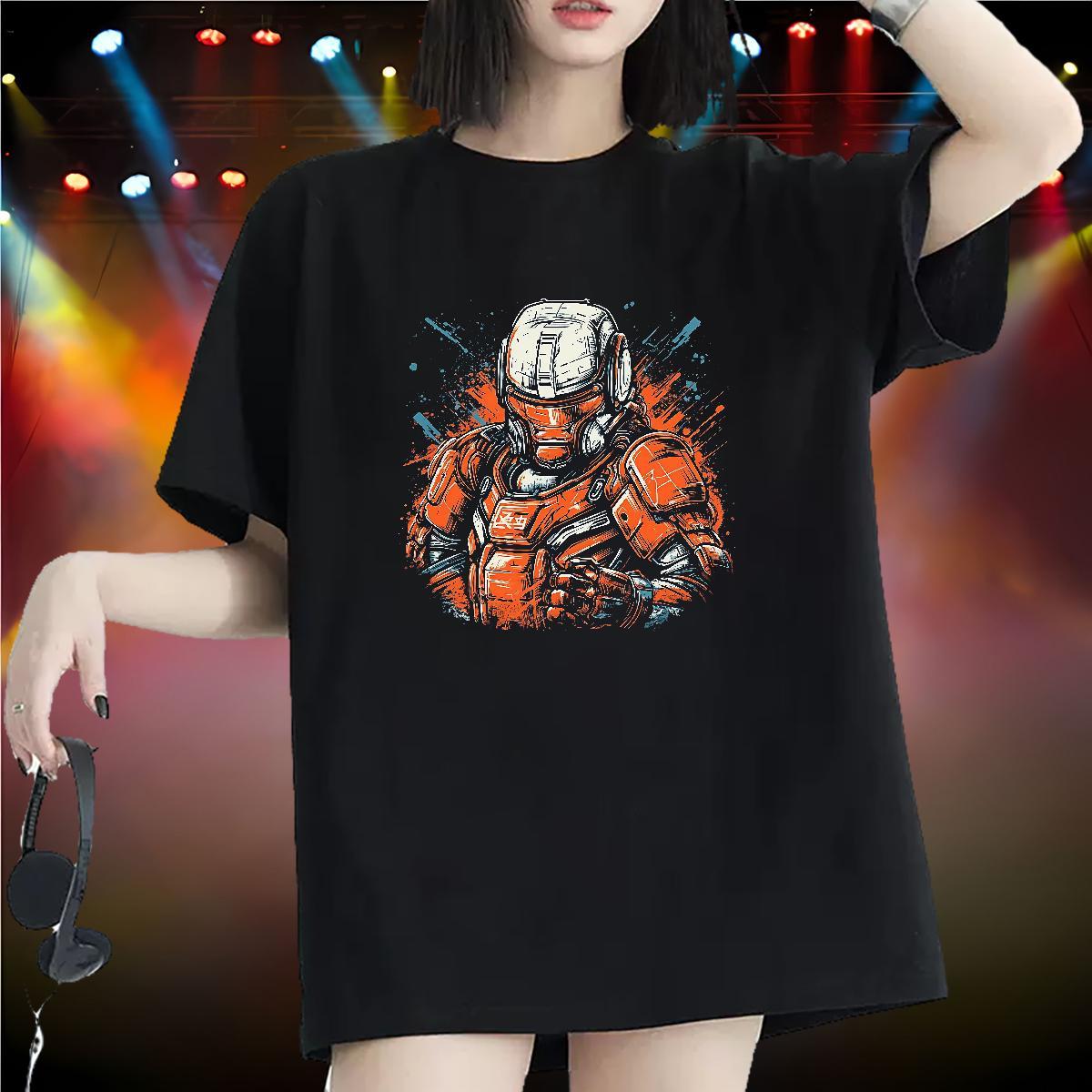 2024 Designer Women T Shirts Breathable Crew Neck 100% Cotton 230g Unisex Tshirts Cartoon Printing L-4XL ET Sports Street Wear Brand Tops Shirt