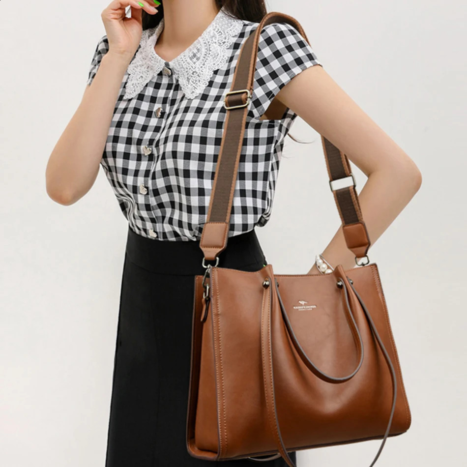 3 Layers High Quality Leather Ladies Handbags Purses Women er Bags Shoulder Crossbody Bags Shopping Messenger Sac 250106