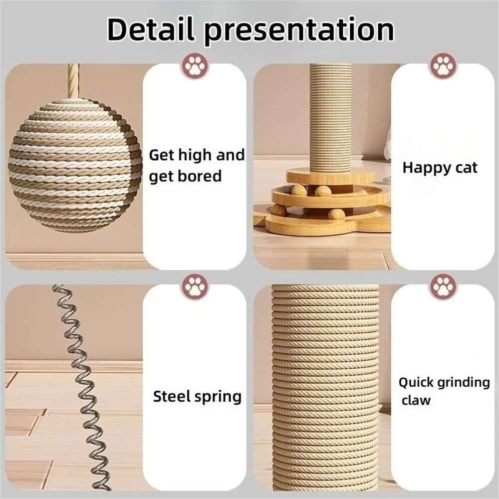 Hot Sell Pet Toy Solid Wood Turntable Funny Stick Balls Durable Sisal Scratching Board Supplies Cat Grab Column Free Shipping