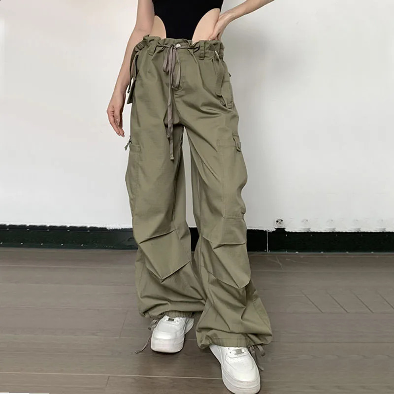 Y2K Vintage Hip Hop Cargo Pants Women Oversized Loose Streetwear Wide Leg Trousers Fashion American Style Casual Joggers Pants 240821