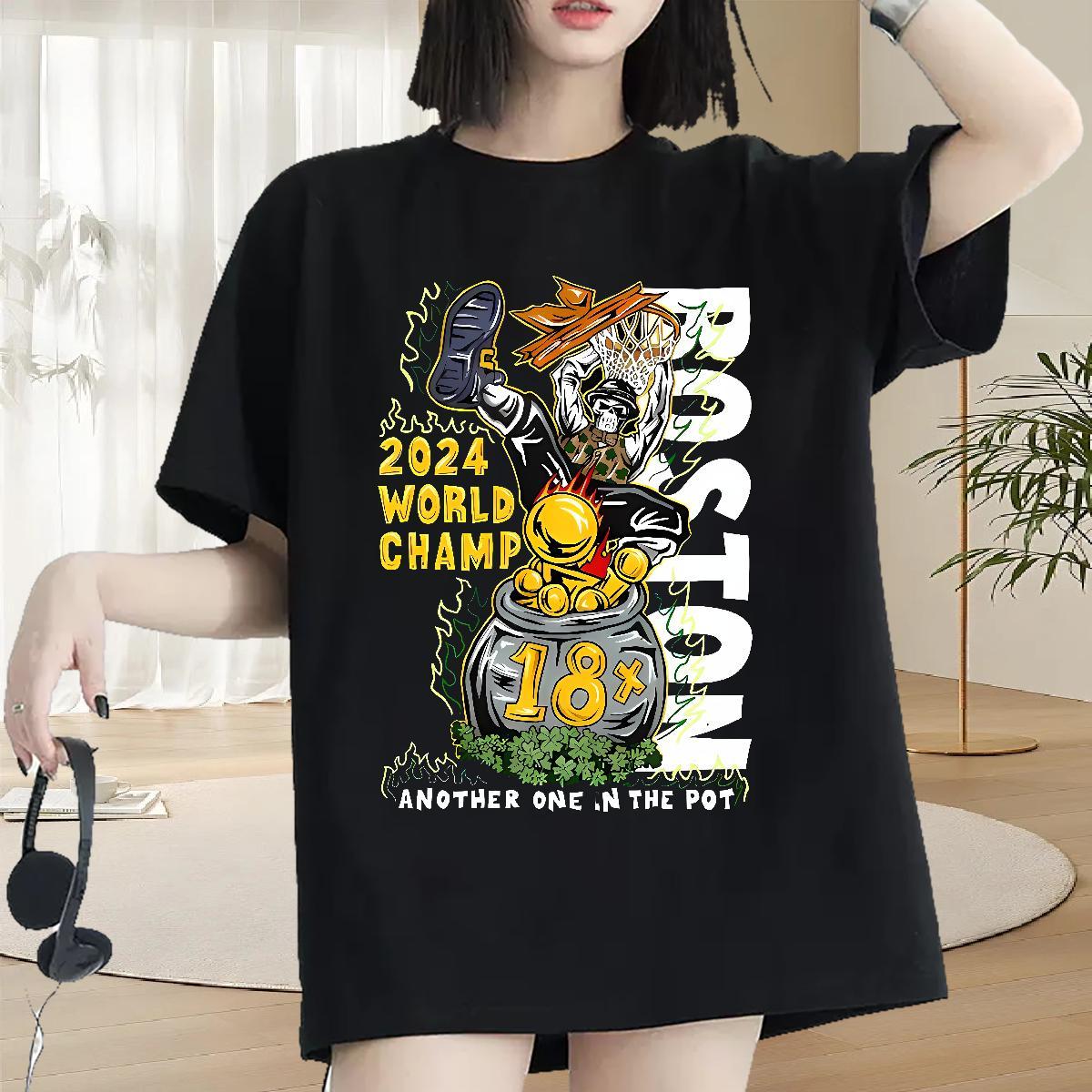 2024 Casual Woman T Shirts 230g Pure Cotton O Neck Short Sleeves Casual Daily Wear skull Couples T Shirts Lady Plus Size Custom Tee Shirt