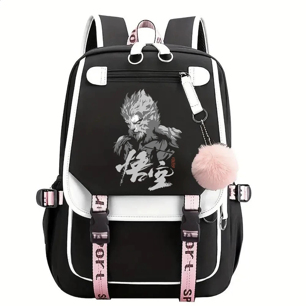 Black Mythical Martial Arts Mens Backpack Girls School Bag Youth Laptop Sun 240822