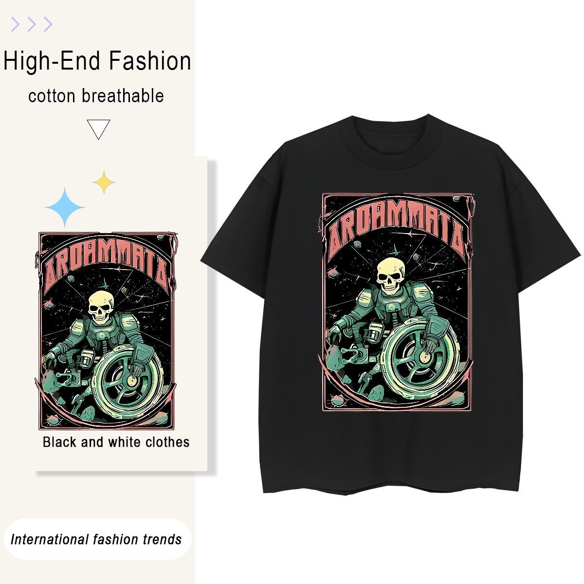 Stylist Womens T Shirts 230g Cotton Breathable Hip Hop Street skull Tshirt for Man Woman Soft Custom Printing Wear