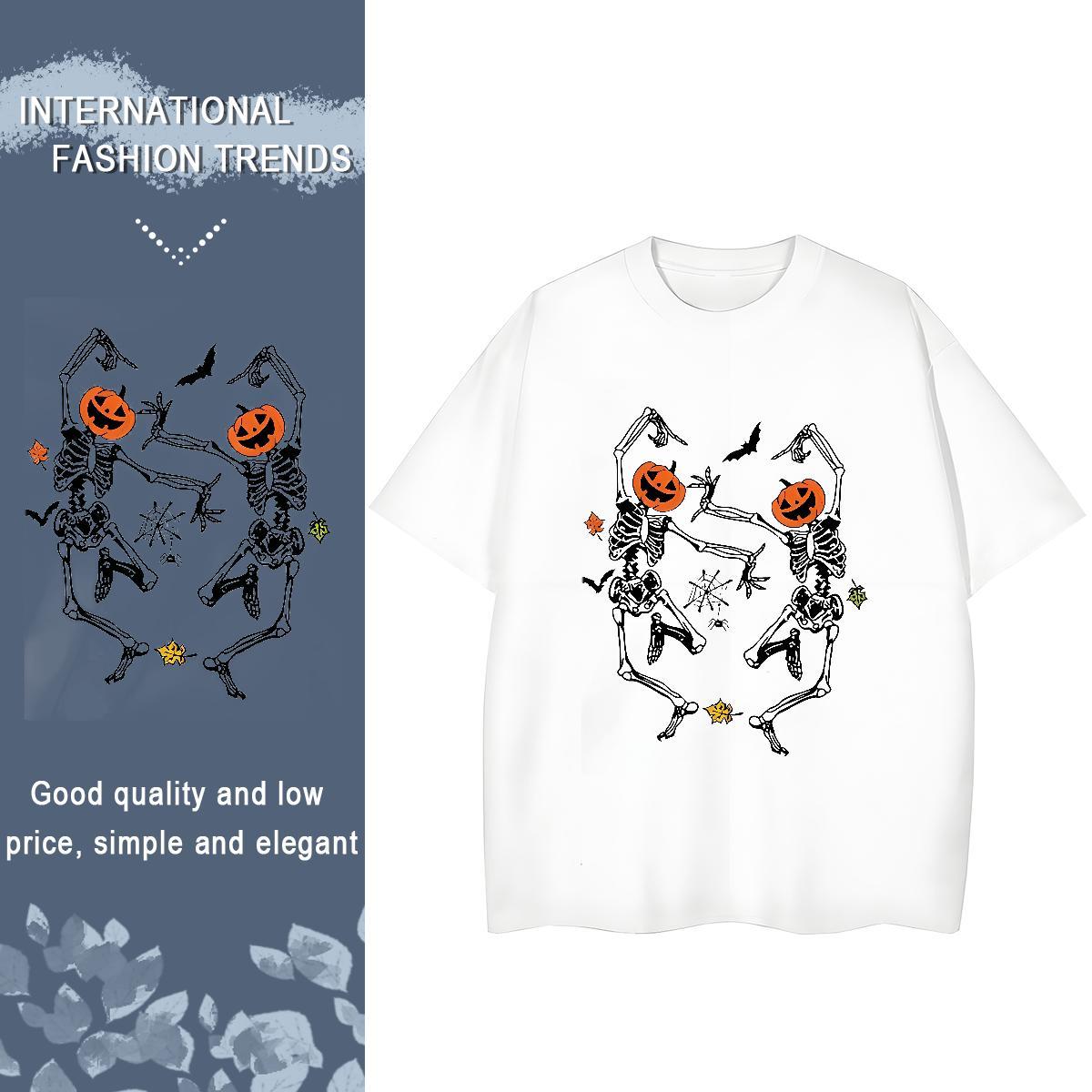Casual New Woman T Shirts 230g Cotton Crew Neck Summer Casual halloween Couples T Shirts Nice Oversized Tops Shirt