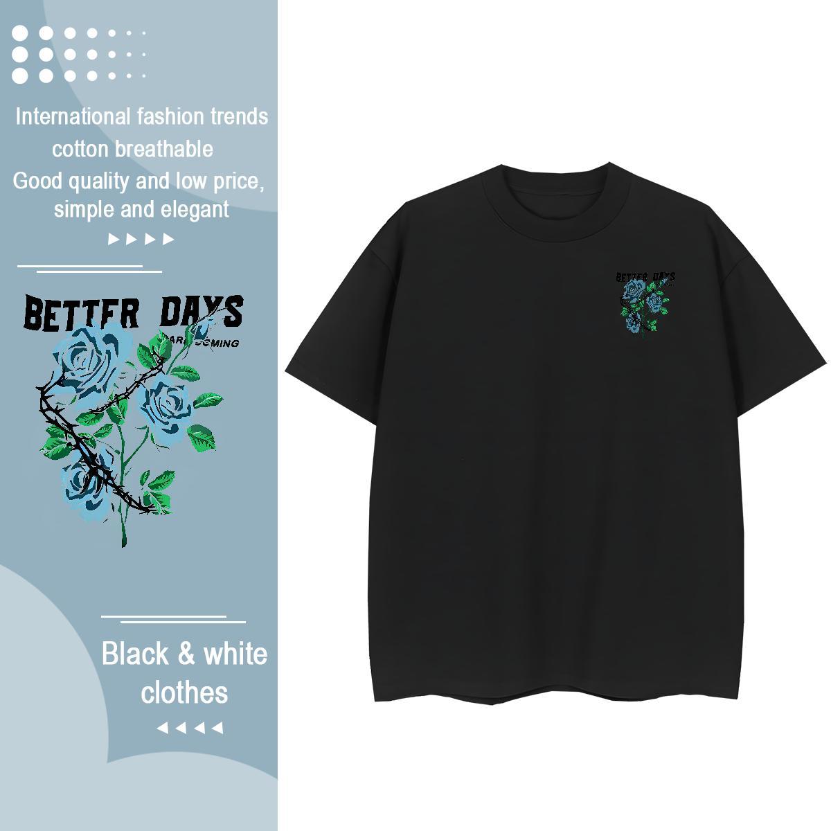 Soft Tshirts Hip Hop Street 230g Pure Cotton Custom Printing Breathable Short Sleeve flower T-Shirts Stylist Top Tees