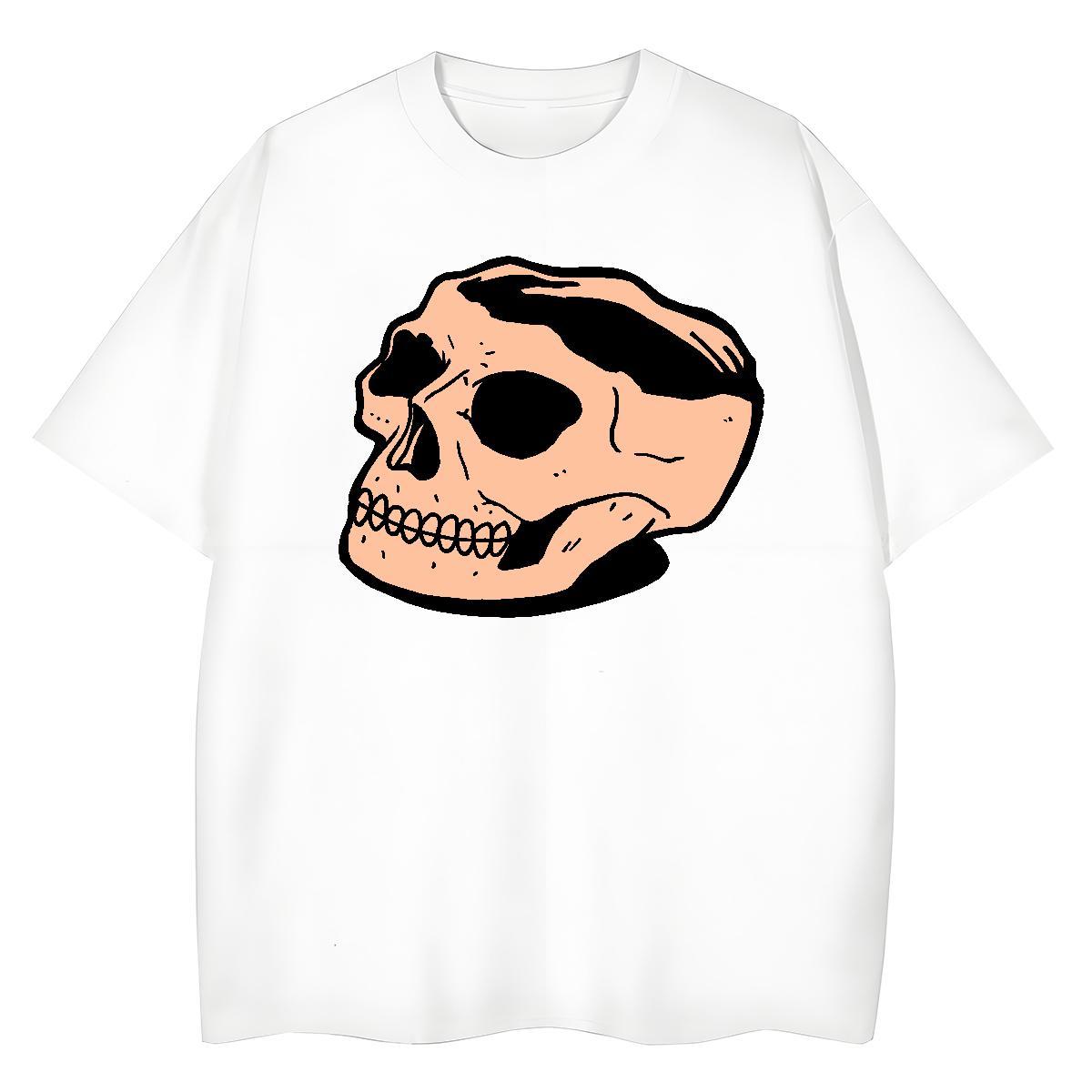TOP Quality T Shirts Women 230g 100% Cotton Crew Neck Breathable Daily Wear skull Tshirt for Man Woman 5A Cartoon Printing L-4XL Top Shirts