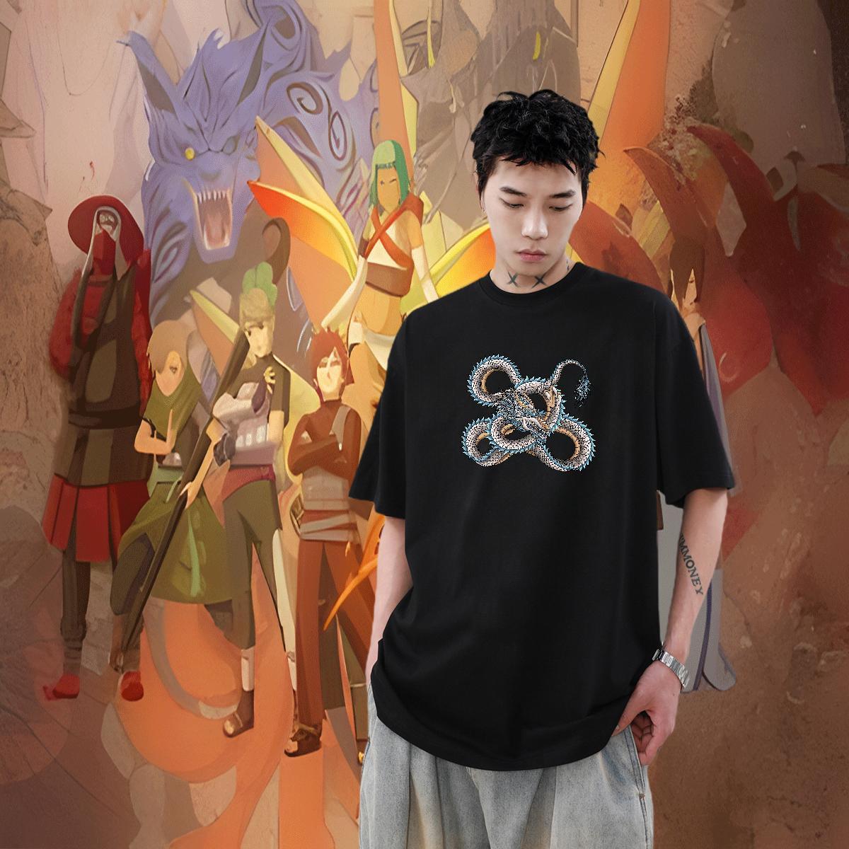 Factory Direct Casual Daily Wear Tshirts dragon O Neck Short Sleeves 230g Pure Cotton T-Shirts for Men Wholesale Custom Print Oversized Tops Shirt