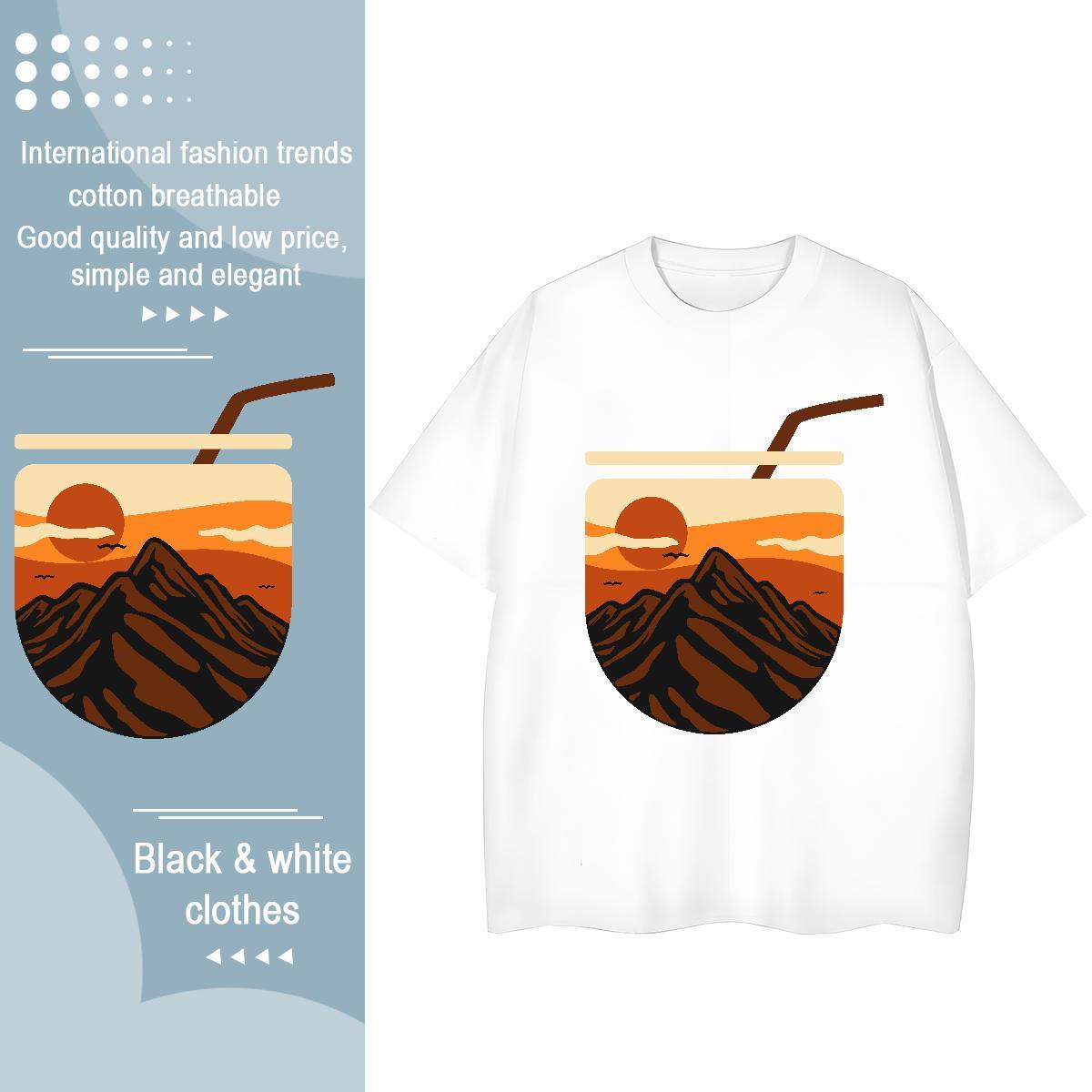 5A Tshirt for Man Woman 230g 100% Cotton mountains Casual Daily Wear Women T Shirts Breathable Short Sleeve Custom Printed Polos