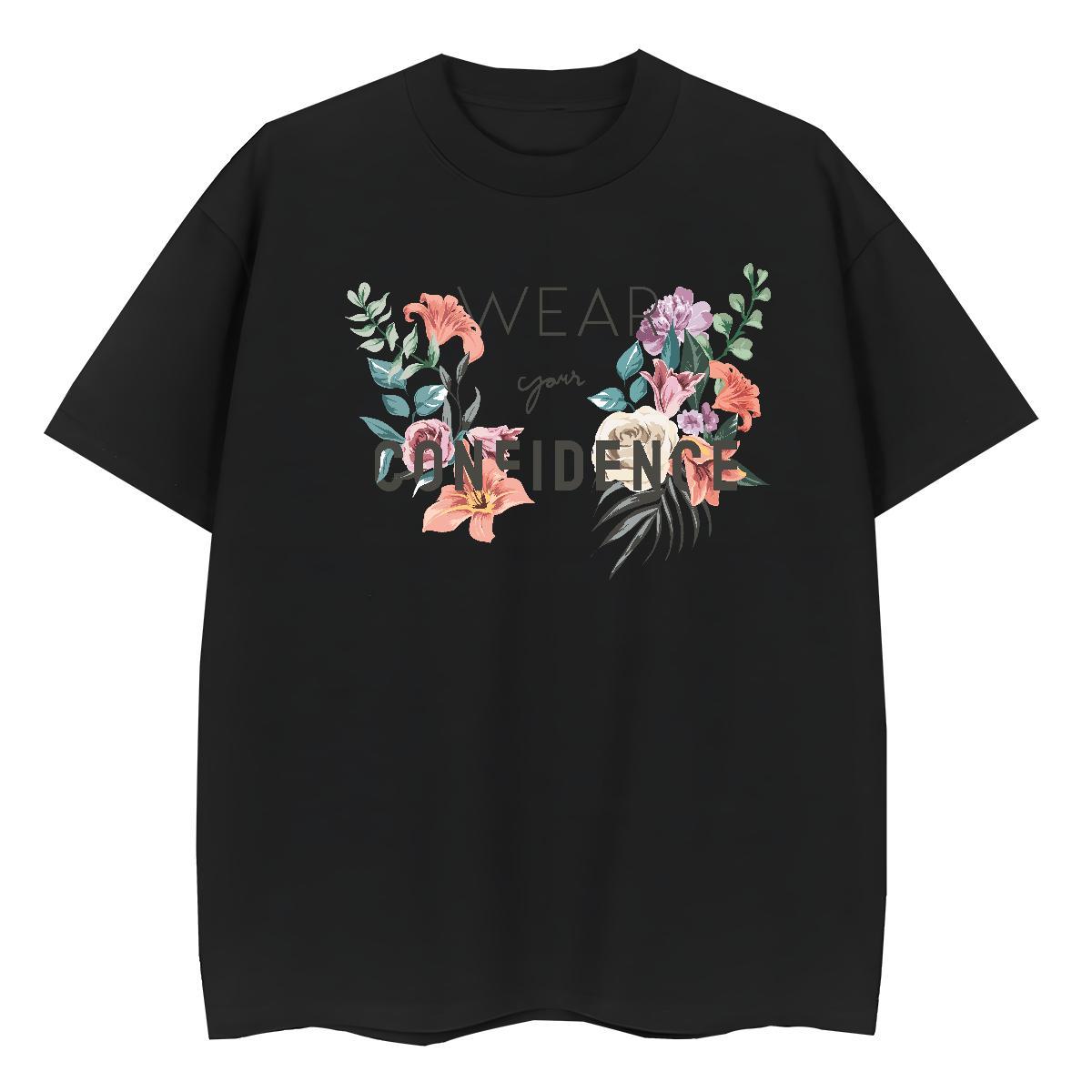 Classic T Shirt For Woman Short Sleeve O-Neck 230g Pure Cotton Woman Tshirt DIY Logo flower Casual Daily Wear 5A Tops Tees