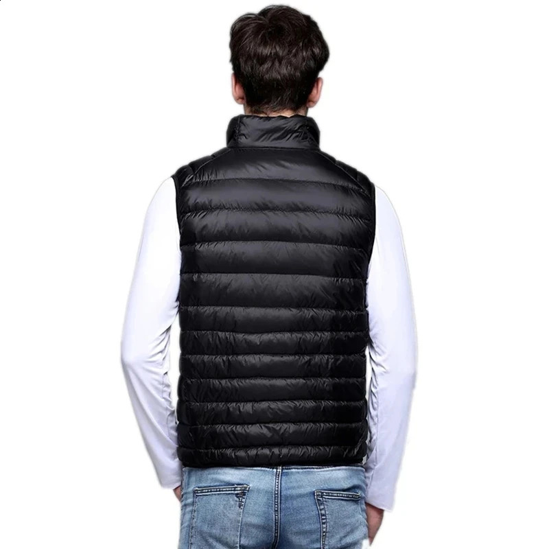Ultra light mens sleeveless white duck feather warm vest jacket lightweight windproof w240822