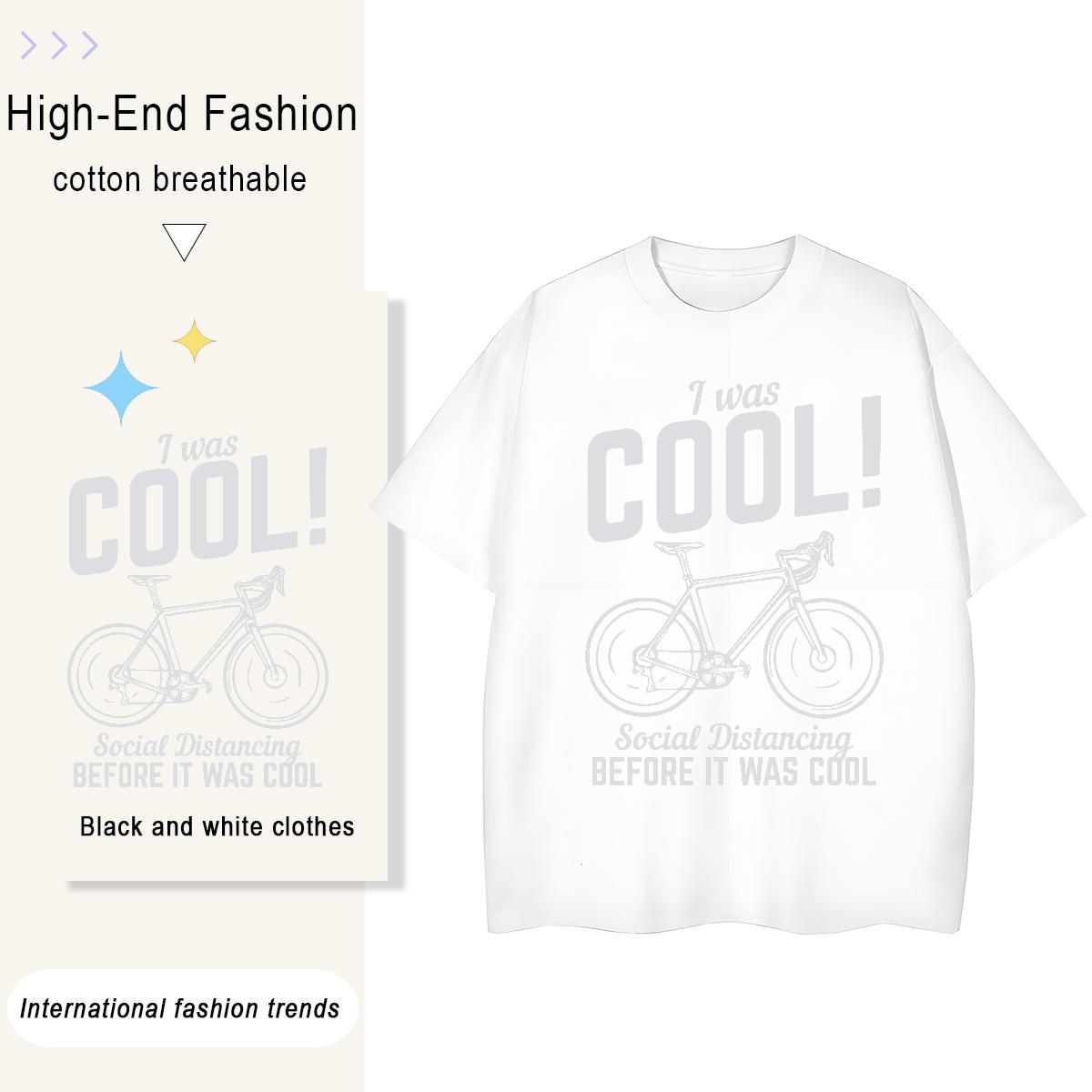 Popular Couples T Shirts Summer Casual 100% Cotton 230g Black Oversized Breathable Short Sleeve bicycle Men T Shirts 2024 New Tees Shirts