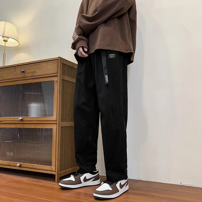 Cargo Pants Man Casual Pants Fashion Hip Hop Sweatpants Pocket Harajuku Male Trousers Jogger Belt Streetwear Big Size 5XL 240822