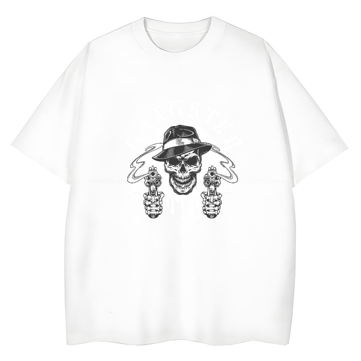 Fashion Casual T Shirt For Woman 230g 100% Cotton Breathable Short Sleeve Daily Outfit skull Womens Tshirts Loose DIY Logo Clothes