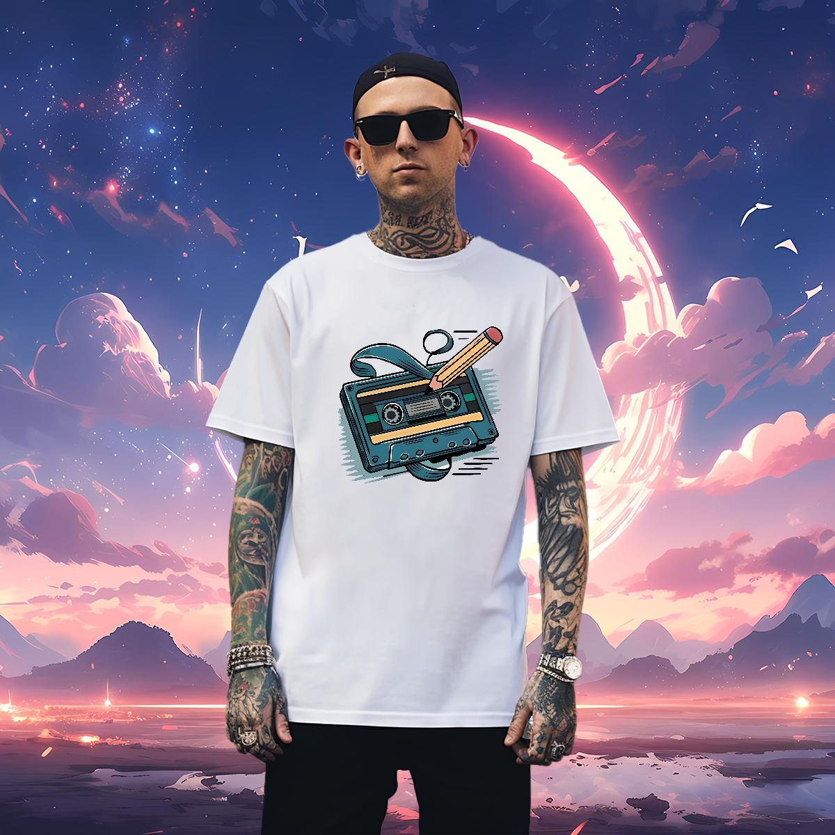 Wholesale radio Mens T Shirts Hip Hop Men Tshirts 230g 100% Cotton Classic Breathable Short Sleeve Anime Print Clothings