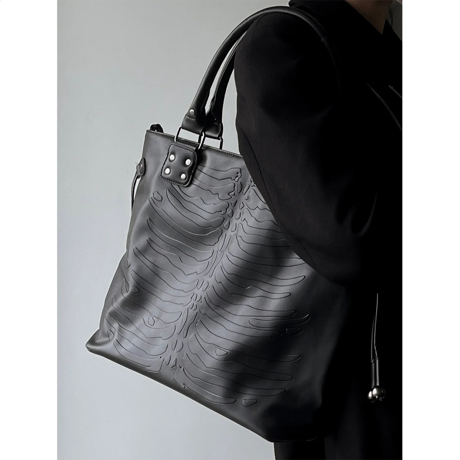 JIAERDI Gothic Dark Handbag Women Punk Pu Leather Large Capacity The Tote Bags Female Harajuku Aesthetic Black Shoulder Bag Y2k 240821