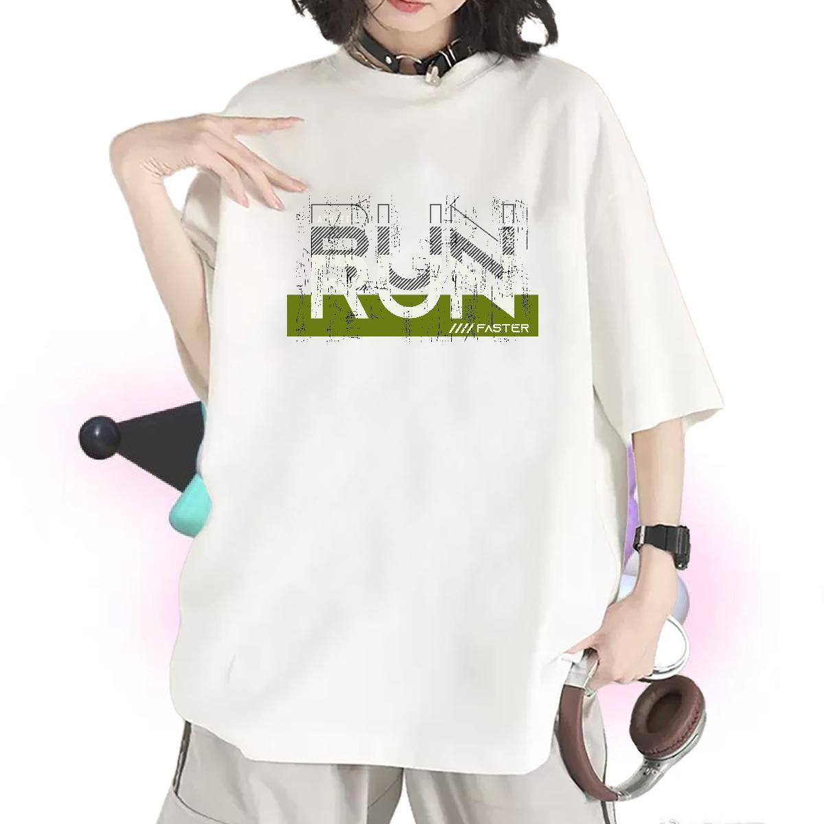 5A Women Tees 100% Cotton 230g run Casual Sport T-Shirts for Women Crew Neck DIY Printed Clothes Shirt