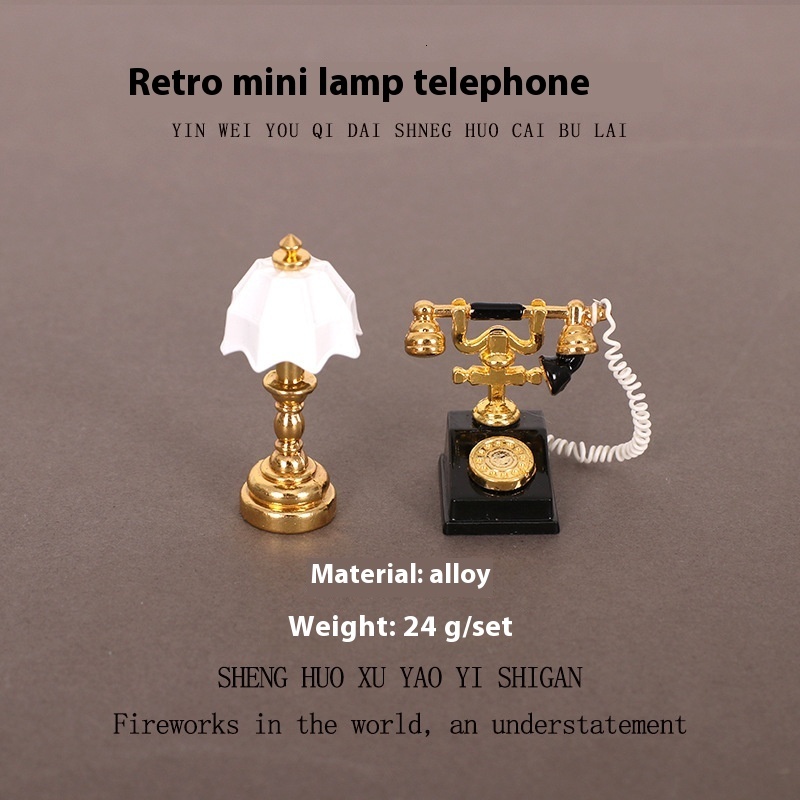 Charming Telephone-Shaped Mini Table Lamp - Artistic Alloy Craftsman's Work for Quirky Home Interiors and Small Scale Display Items