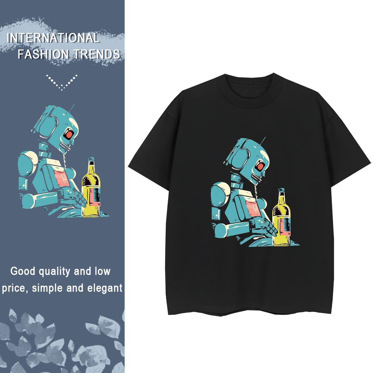 2024 Designer Woman T Shirts 230g Pure Cotton Breathable Crew Neck Casual robot Woman Tshirt Loose Custom Printing Polos