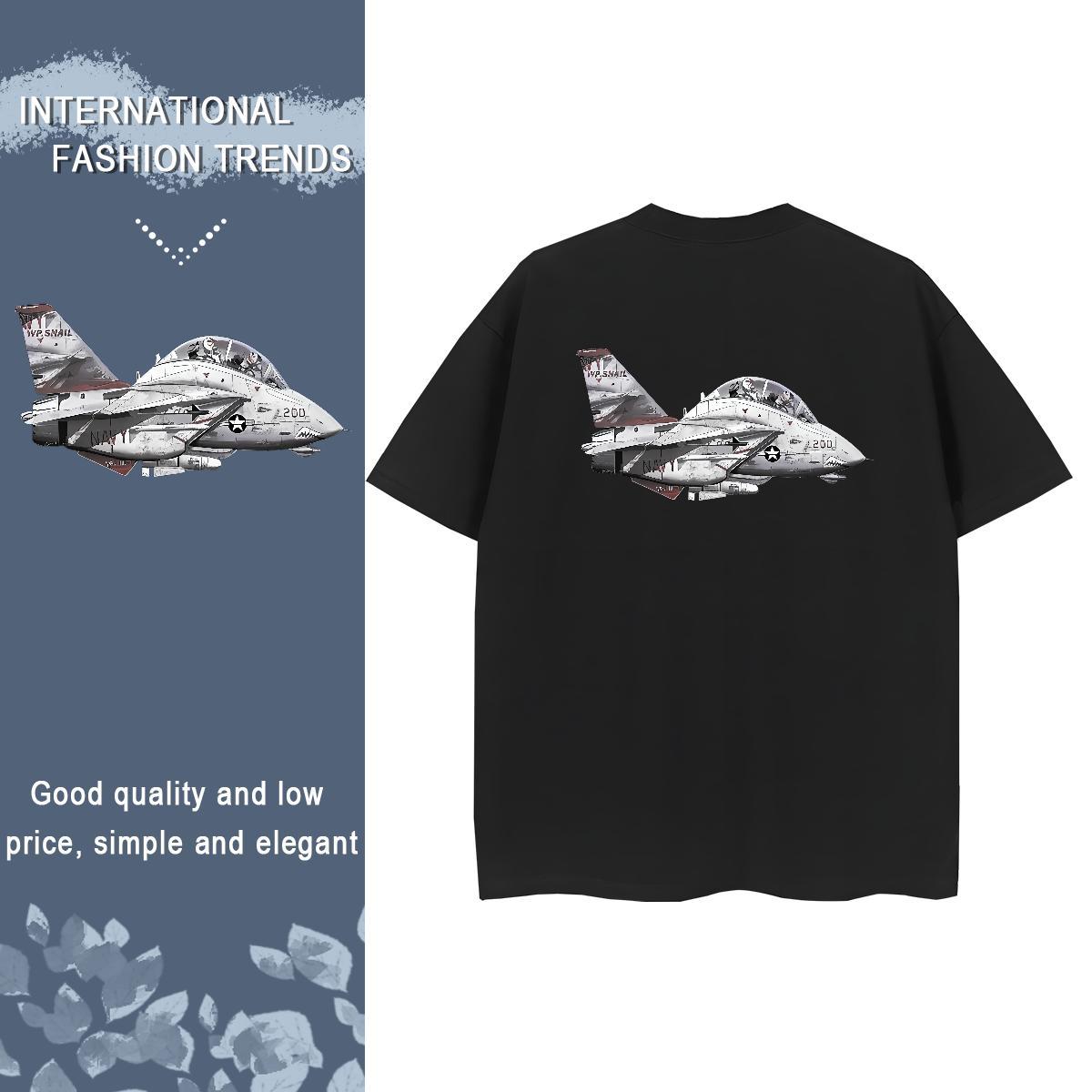 Fashion Casual T-Shirts 230g Pure Cotton O Neck Short Sleeves Hip Hop plane Couples T Shirts Free Shipping Custom Printing Top Tees