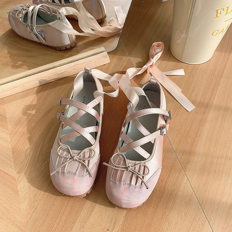 Summer Shoes Ladies Ballerinas Woman Modis Clogs Platform Female Footwear Ballet Cute Creepers Dress Rubber Latex Lace- 240820