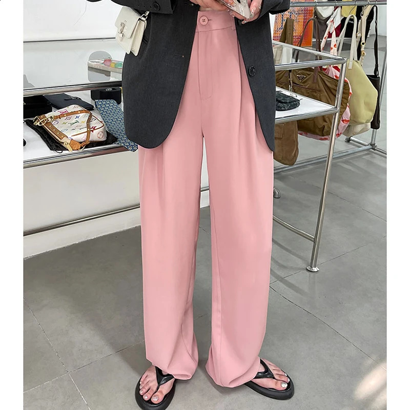 Women Korean Fashion Trousers Female Thin Joggers Slacks Fitness Baggy Green Black White Pink Gray Straight Leg Pants 240821