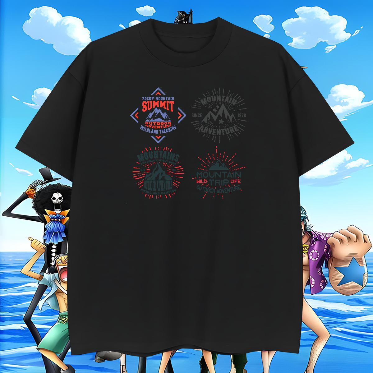 Unisex Men Tops Tees Beach 230g Pure Cotton Cartoon Printing L-4XL O Neck Short Sleeves letter Men T Shirts 2024 DIY Polos