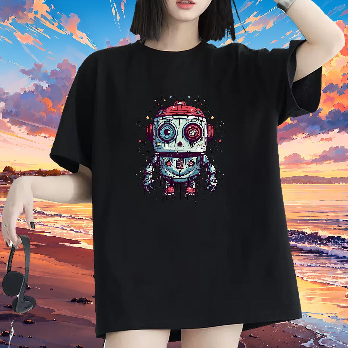 DIY Womens T Shirts Breathable Crew Neck 100% Cotton 230g Woman Tshirt Skull ET Street Wear Popular Tees Shirts