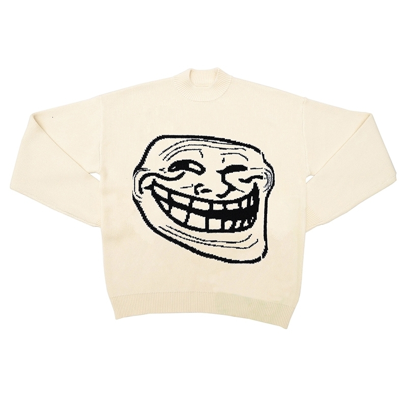Men Casual Streetwear Sweater Retro Painting Anime Funny Man Facial Spoof Hip Hop Knitted Graphic Vintage Pullover 240821