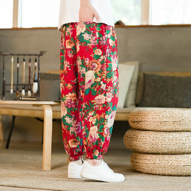 Fashion Mens Harem Pant Loose Comfortable Print Floral Party Pants Mens Casual Baggy Jogger Sweatpants 240822