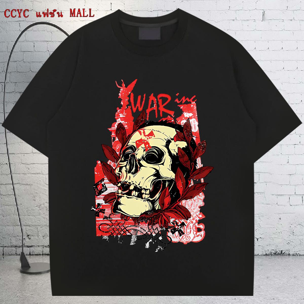 Stylist Couples T Shirts 230g Pure Cotton Hip Hop Street skull O Neck Short Sleeves T Shirt For Man Comfortable DIY Printed Tees Shirts