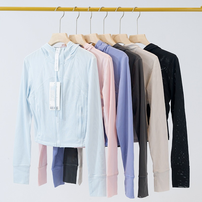 Define Mesh Women Sports Hooded Jacket Gym T-shirt Fitness Clothing Breathable Nylon Cropped Tops High Elasticity Slim Fitting Yoga Coats Sportswear
