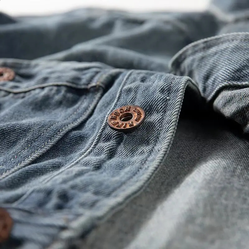 Japanese Retro Denim Jacket Men Washed Pocket Spring Autumn Jackets Mens Amikaji American Casual Pocket Tooling Outwear 240821