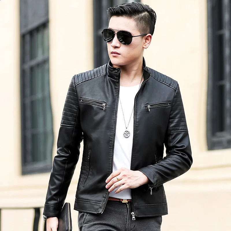 Mens casual PU Leather Jackets male spring Autumn Winter Casual Motorcycle Jacket For Men Windbreaker Biker leather Jackets 240822
