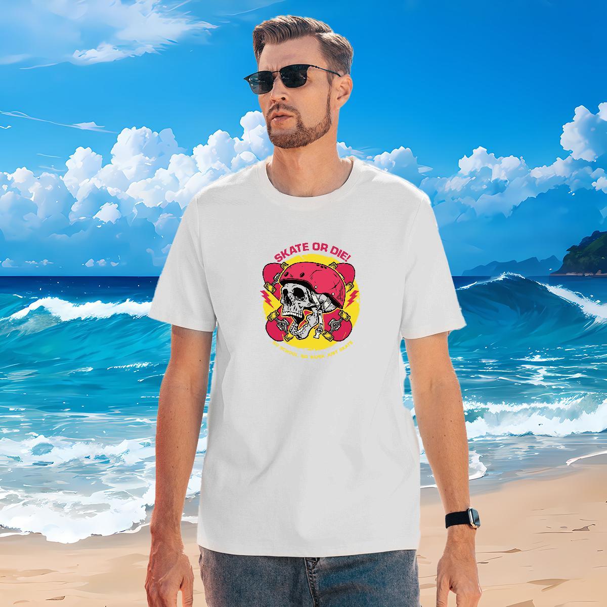 Designer T Shirts Men 230g Cotton skull Street Wear Cartoon Printing L-4XL O-Neck Short Sleeve Tshirts Stylist Tops Shirt