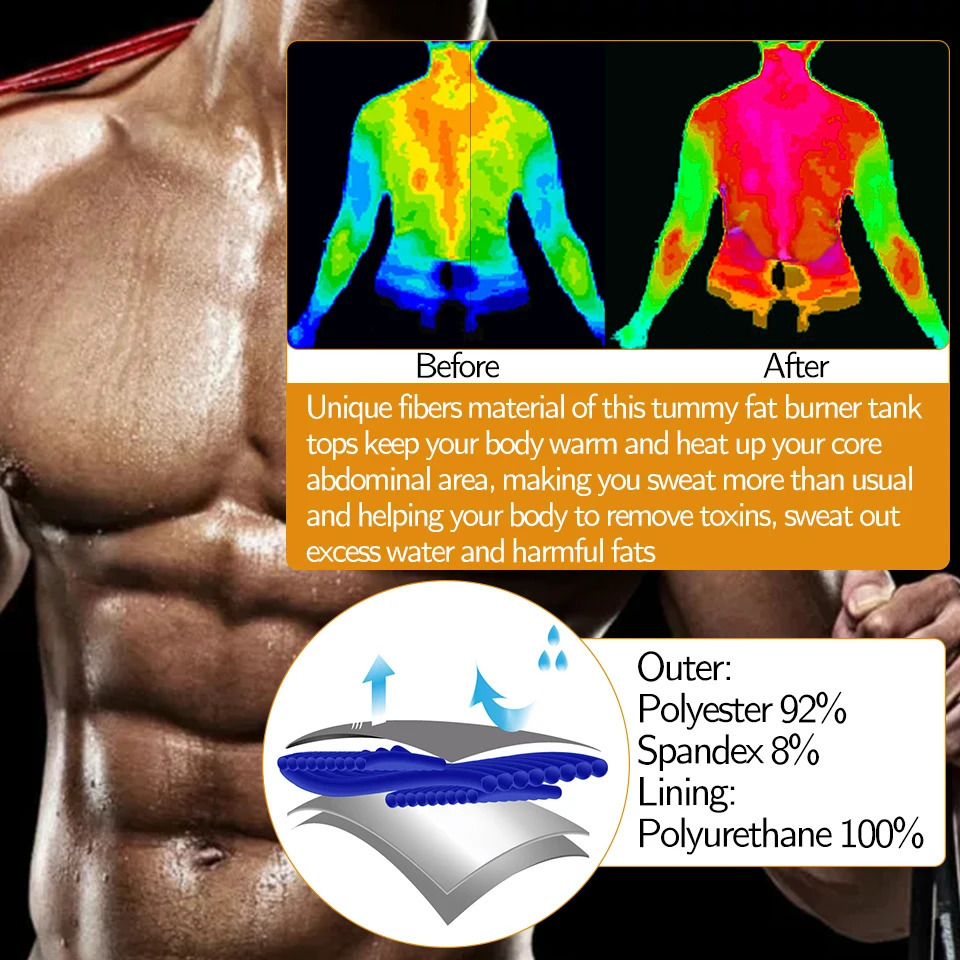 Men Body Shaper Waist Trainer Tank Tops Sweat Vest Sauna Suit Slimming Underwear Weight Loss Undershirt Workout Shapewear Shirts 240822
