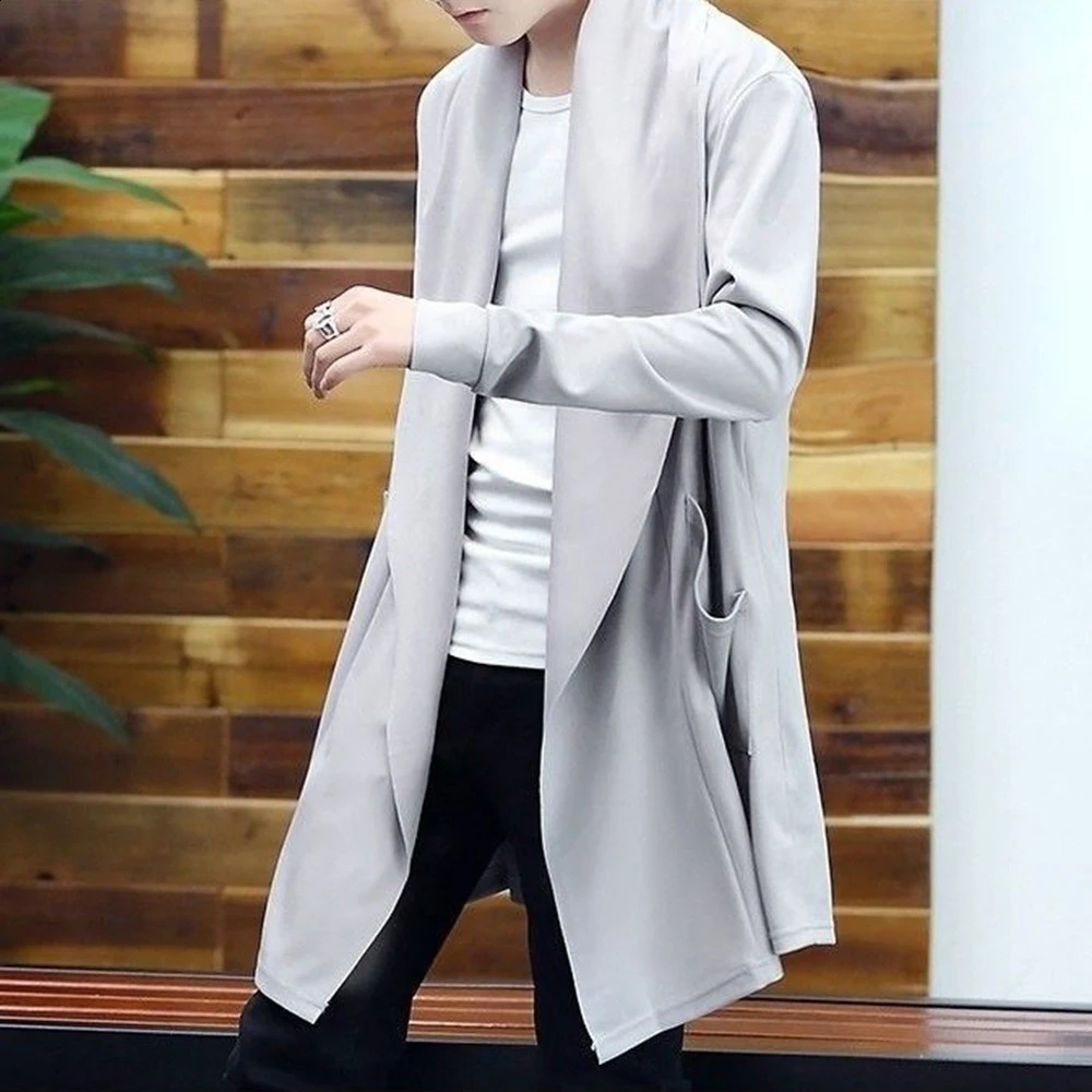 Casual Long Windbreaker Hooded Cape Men Spring Genderless Fashion Punk Hip Hop Cardigan Street Cloak Trench Coat Unisex 240822
