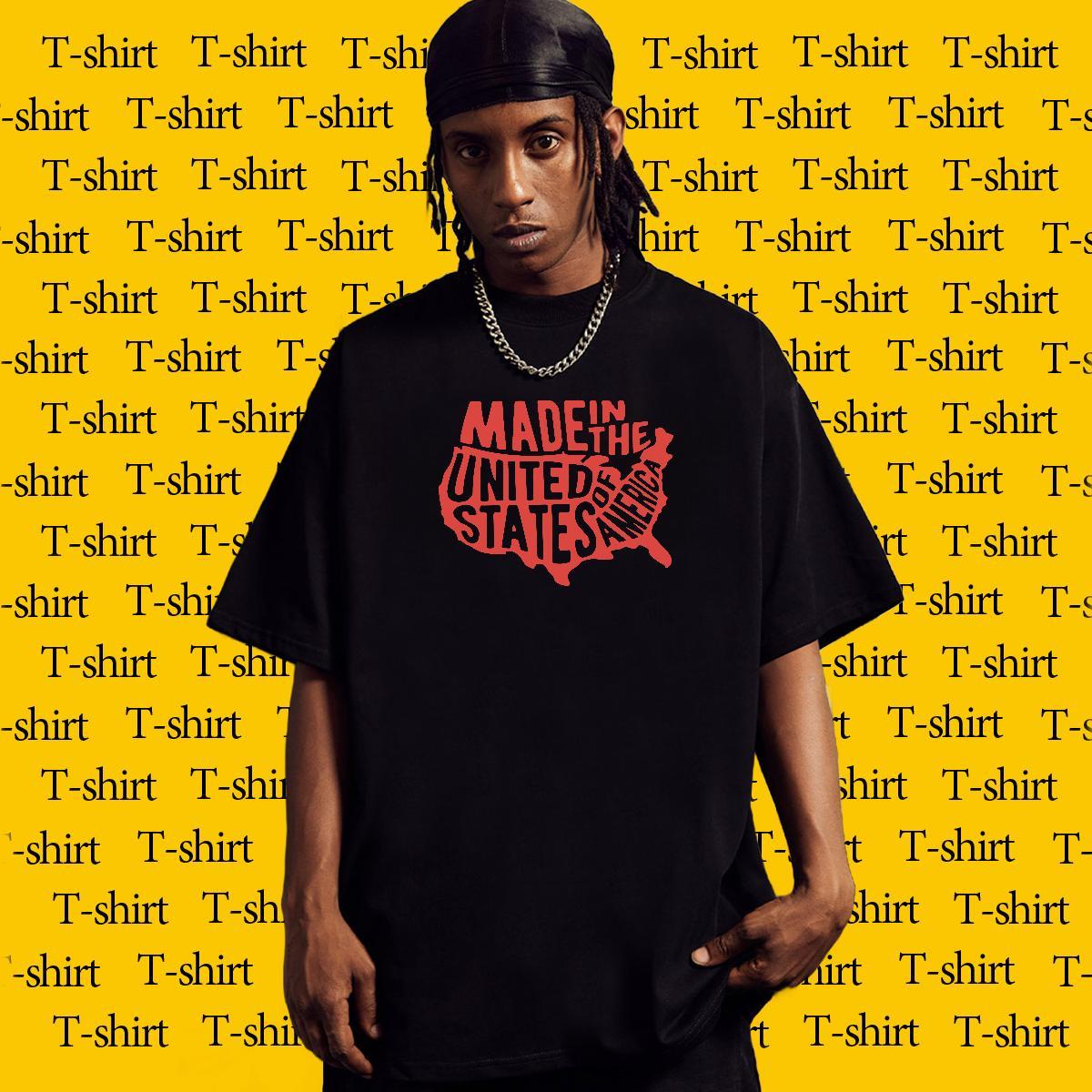 Wholesale Men Tops Tees High Street Hip Hop 230g Cotton Anime Print O Neck Short Sleeves letter T shirt Designer Fashion Clothes