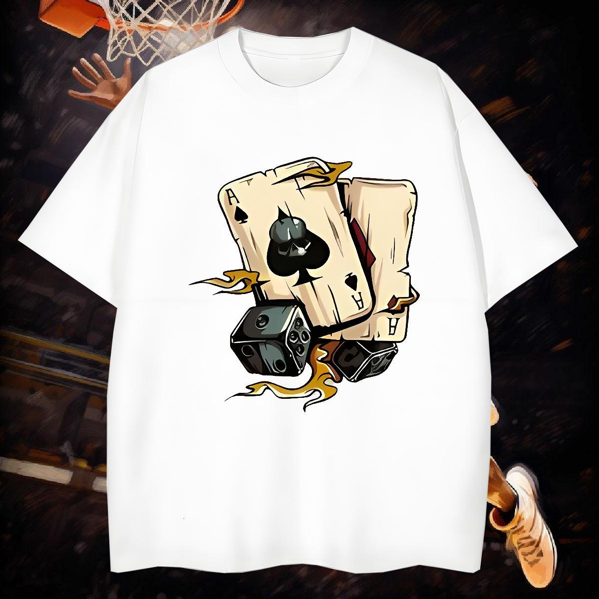 Fashion Designer Men Clothes T-Shirt 230g Pure Cotton High Street Hip Hop dice Breathable Short Sleeve Men T Shirts Classic Anime Print Tees