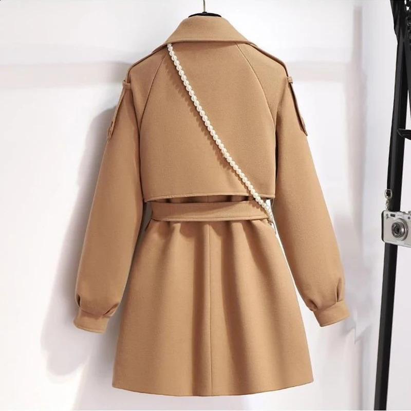 Femme Wool Jacket Women Autumn Winter Coat Female Outerwear Short Windbreaker Long Sleeve Tops Black Overcoats 240822