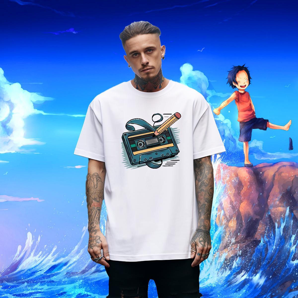 Unisex Men Clothes T-Shirt Outdoor 230g Cotton Graphic Round Neck Short Sleeve radio Men T Shirts Classic Top Tees