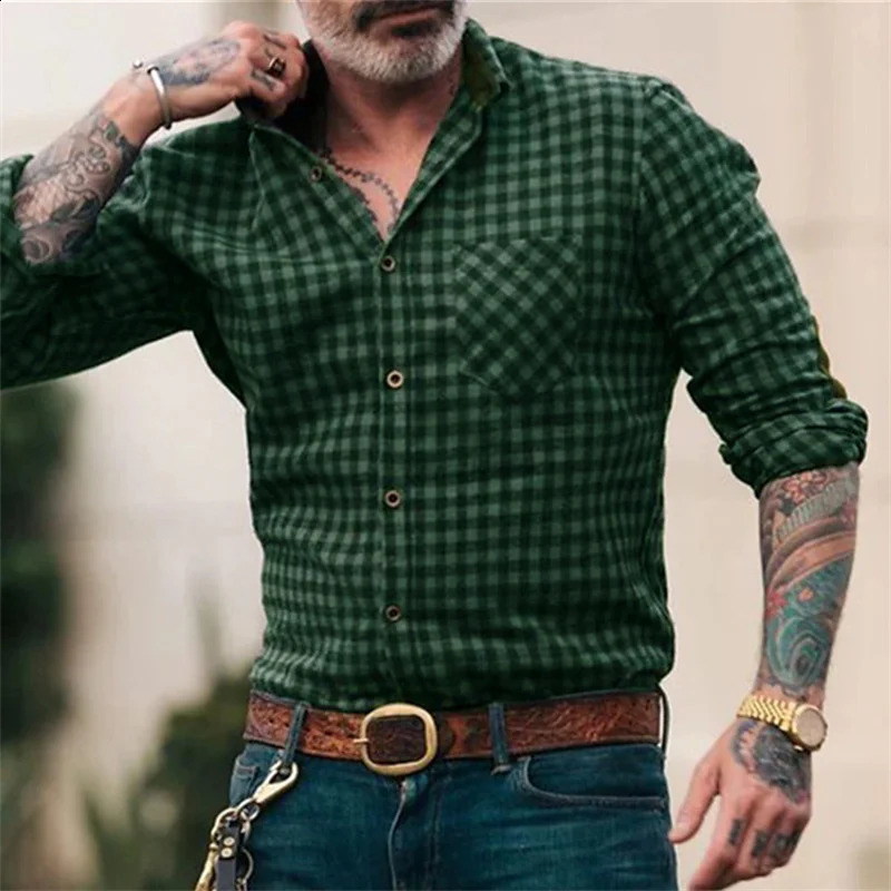 Mens button-up shirt casual business spring and summer large size long-sleeved striped print work daily vacation shirt 240822