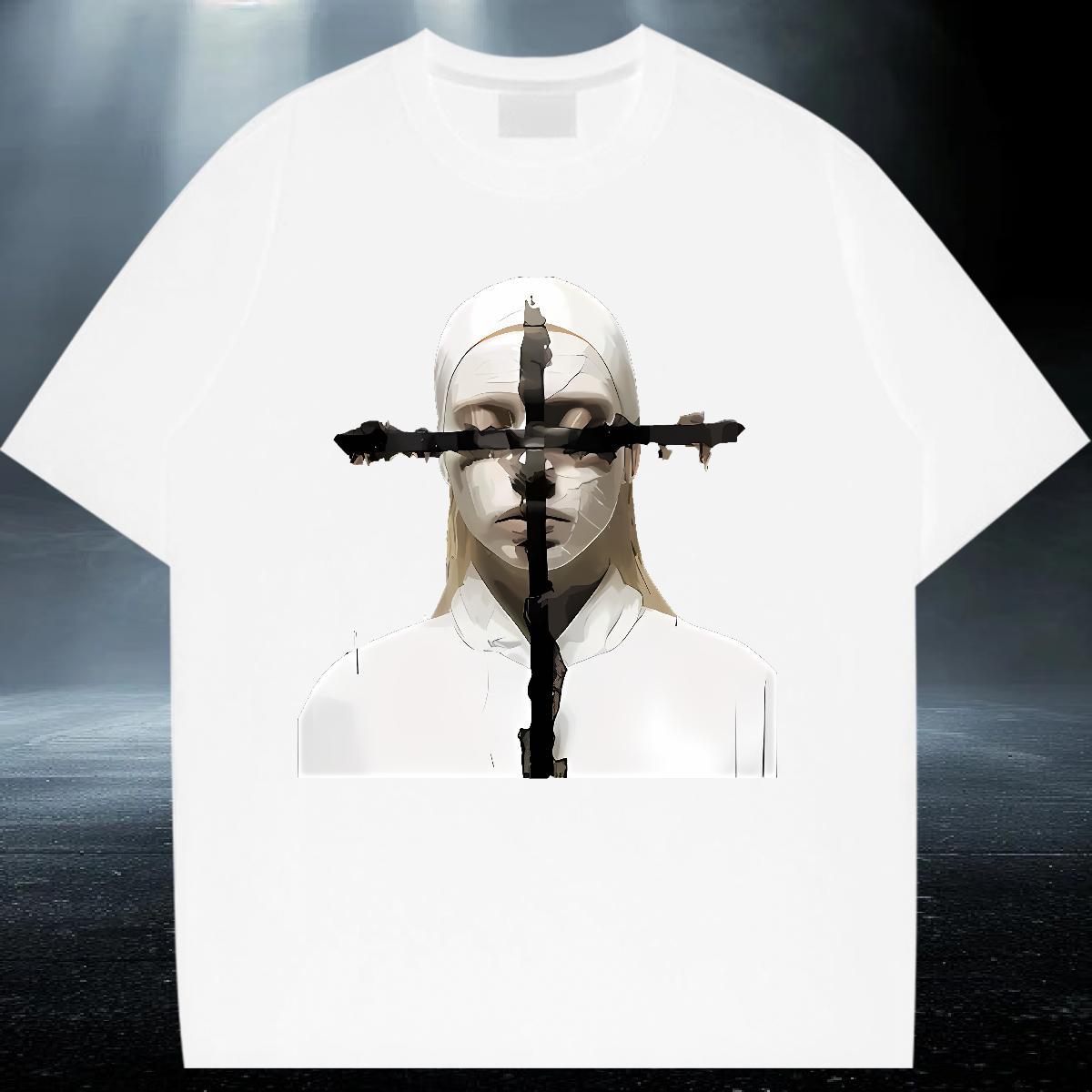 2024 DIY Woman T Shirts 230g 100% Cotton Short sleeve Soft Beach cross Women Tshirts Nice DIY Anime Printed Top Shirts