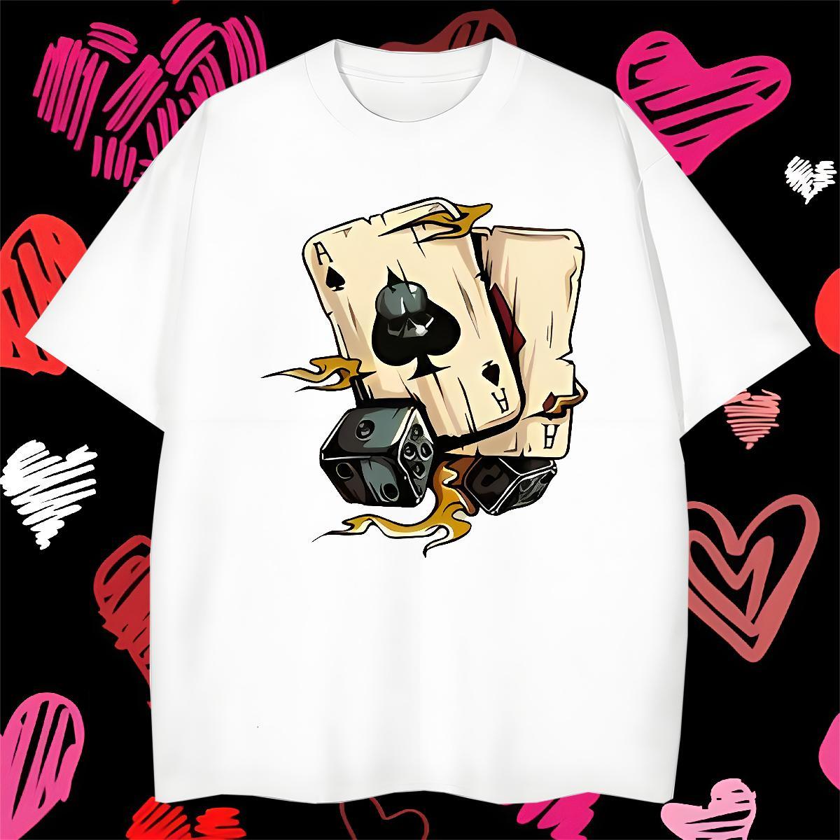 Free Shipping Men Tops Tees 230g Cotton Casual Daily Wear dice Round Neck Short Sleeve Men T Shirts Comfortable Custom Printing Tee Shirt