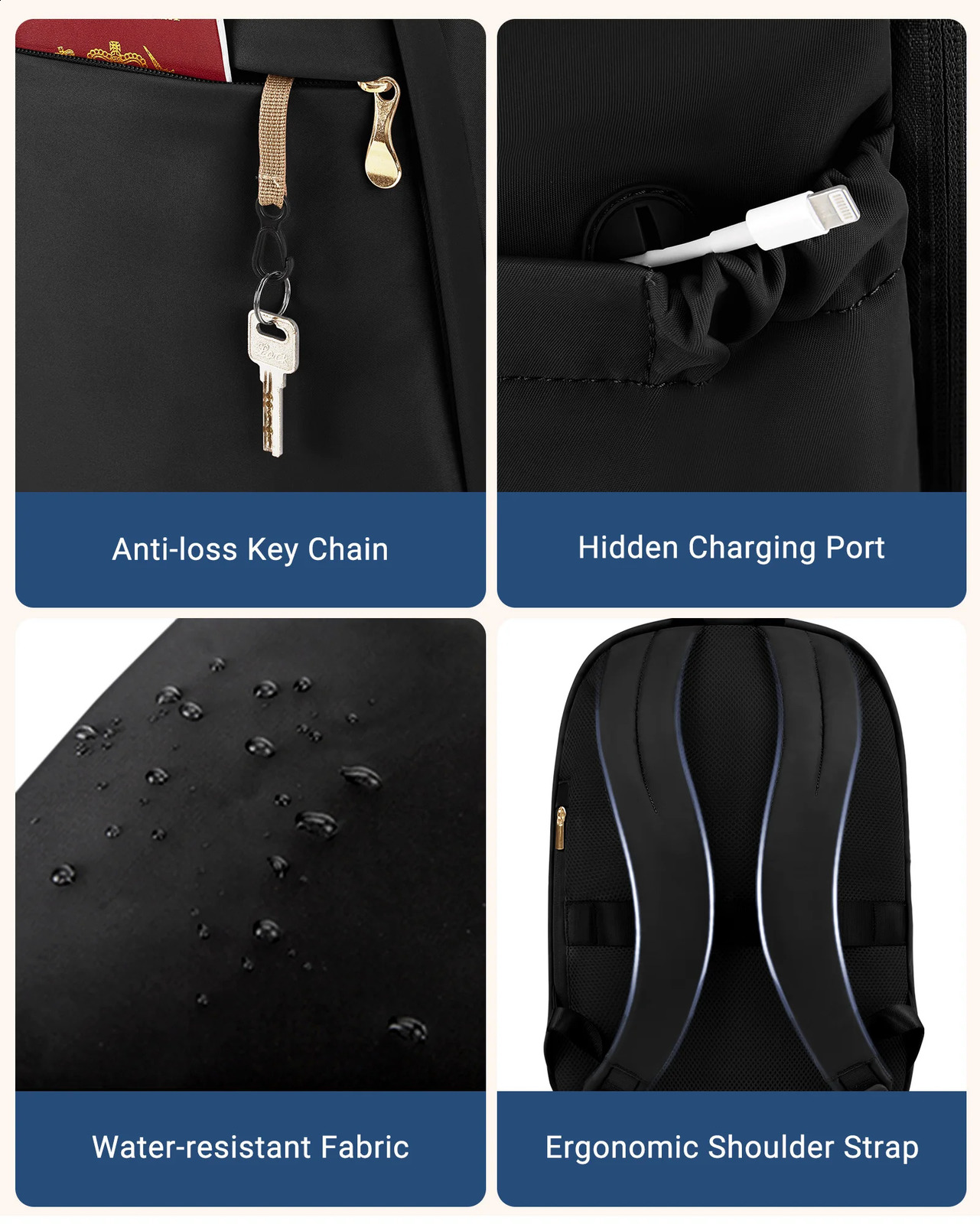 LIGHT FLIGHT Womens Travel Backpack 156inch Anti theft Laptop with USB Charging Port Waterproof University 240822