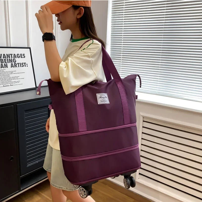 Multi functional wheeled travel bag ultra lightweight and portable dry wet separation luggage storage bag large capacity fitness bag 240821